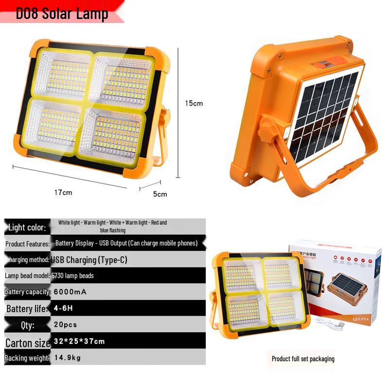 NuFeng D08 Solar Charging Portable Warning Floodlight