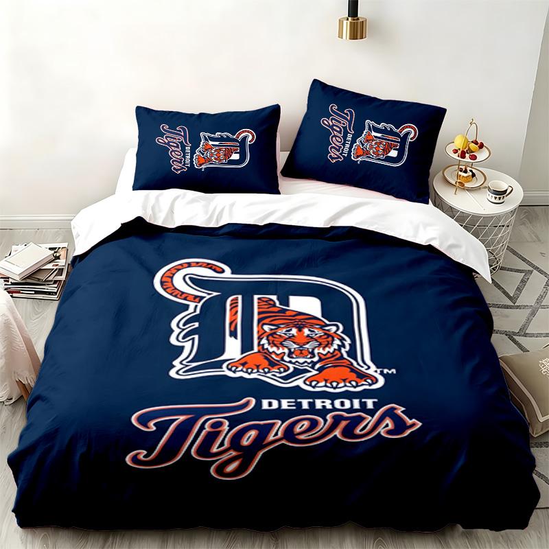 Detroit Tigers 3pc Set Perfect for Bedroom Use Comfortable Bedding Set Includes a Duvet Cover and Two Pillowcases Ideal Birthday or Christmas Gift