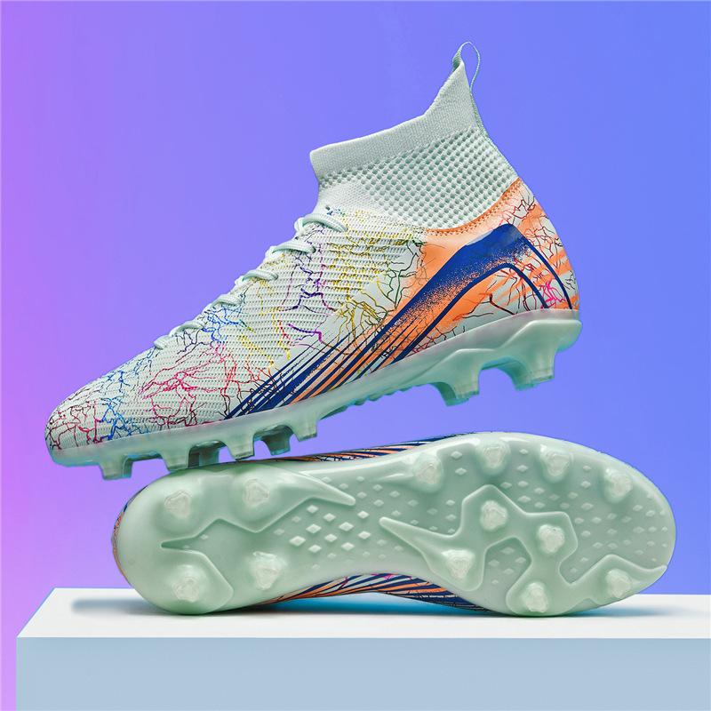 Student football shoes youth men's and women's high-top spike sneakers summer children's broken nail training shoes