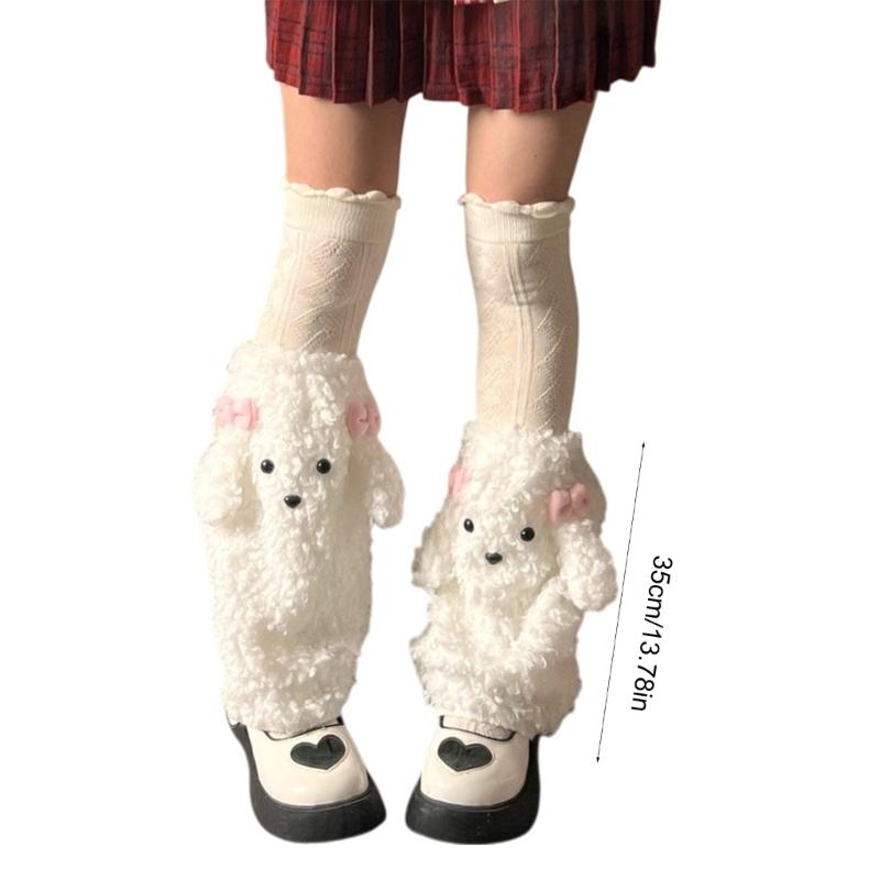 Adorable Puppy Leg Warmers Comfortable Acrylic Socks Nonslip Design for House Use Stylish Casual Wear Winter Accessories