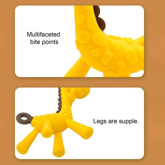 yangyizhi Baby Giraffe Teether, Silicone Chewing Toy for Soothing Gums, Anti-Choking Guard, Food Grade BPA-free Teething Relief Infants