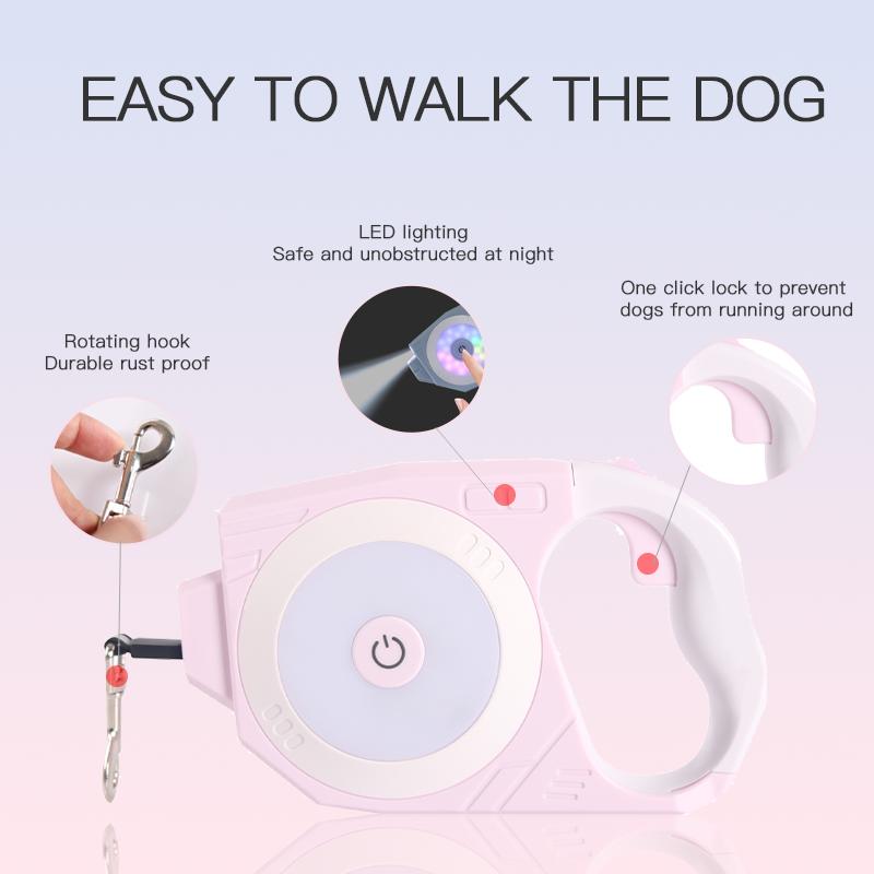 4 m lange, automatisch einziehbare Hundeleine mit LED-Licht und Laserspielzeug, luxuriöse Hundeleine für kleine und mittelgroße Hunde, Gassi-Zubehör für Hunde