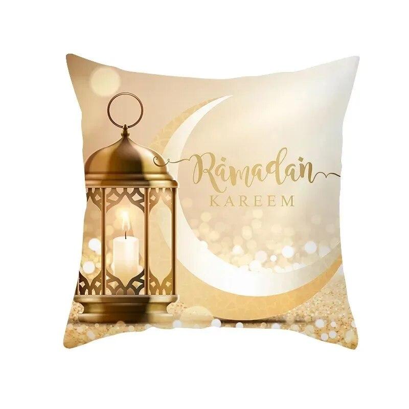 45x45 Cm Eid Mubarak Print Cushion Cover Home Living Room Sofa Decoration Square Pillow Cover