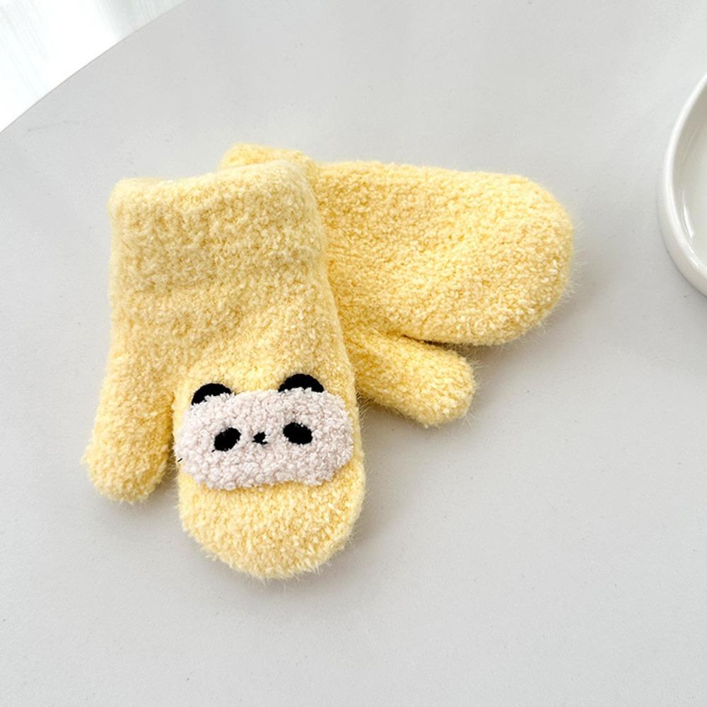 Cute Cartoon Baby Mittens Thick Anti Cold Children Gloves Double Layer Hanging Neck Gloves 1-3Year Girl Boy