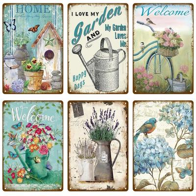 Segno Metallico Per Bar Casa Decorazione Murale Arte Latta Segni Poster Floreale Regalo Uccelli Placca Metallica Vintage Targhe Decorazione Giardino Regole Floreali