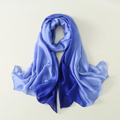 Marca de luxo cor sólida gradiente lenço de seda moda feminina xales e envoltórios de luxo praia feminino foulard oversides atacado