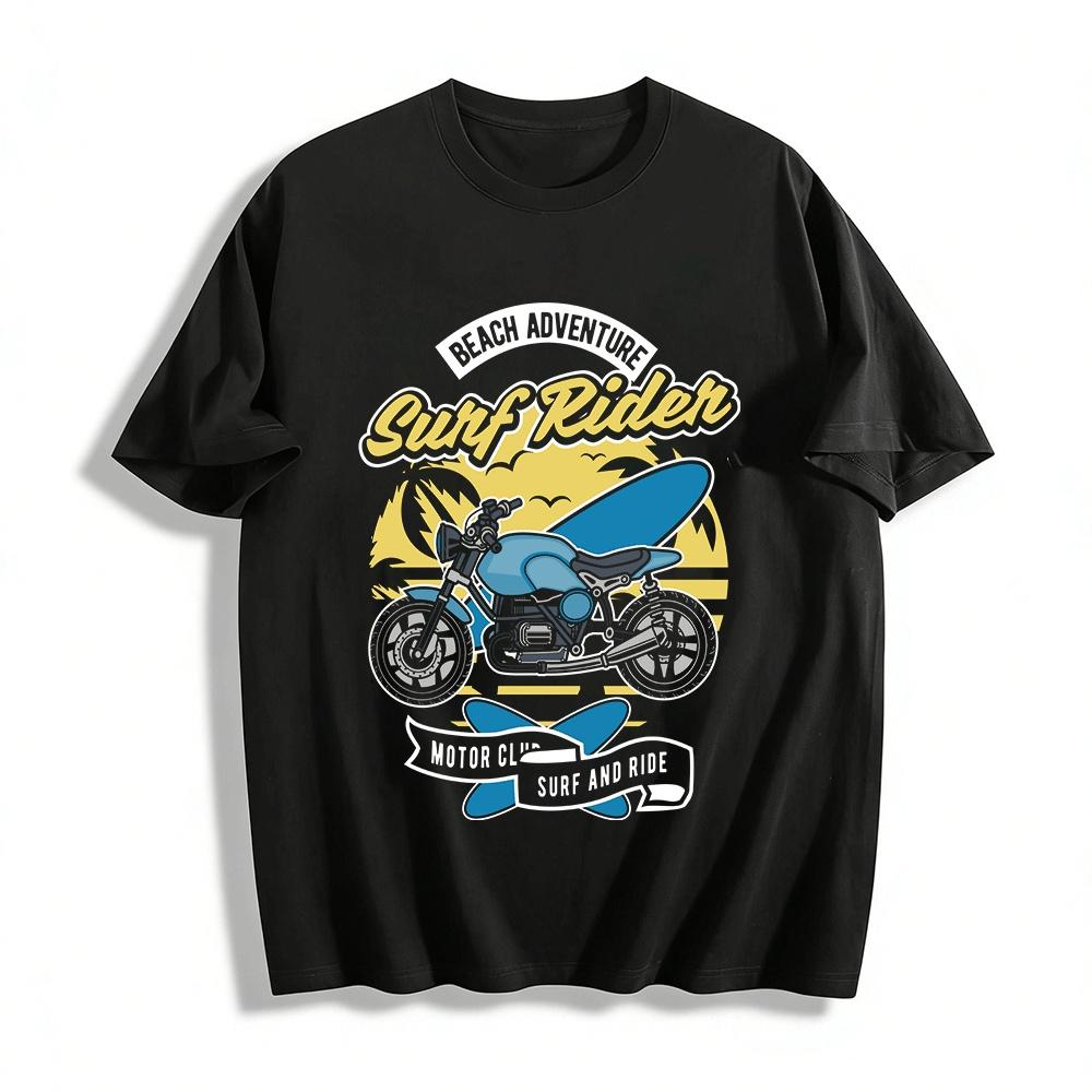 

Retro Surf Rider Motorcycle Graphic Short Sleeve T-Shirt Pure cotton T-shirt XXS