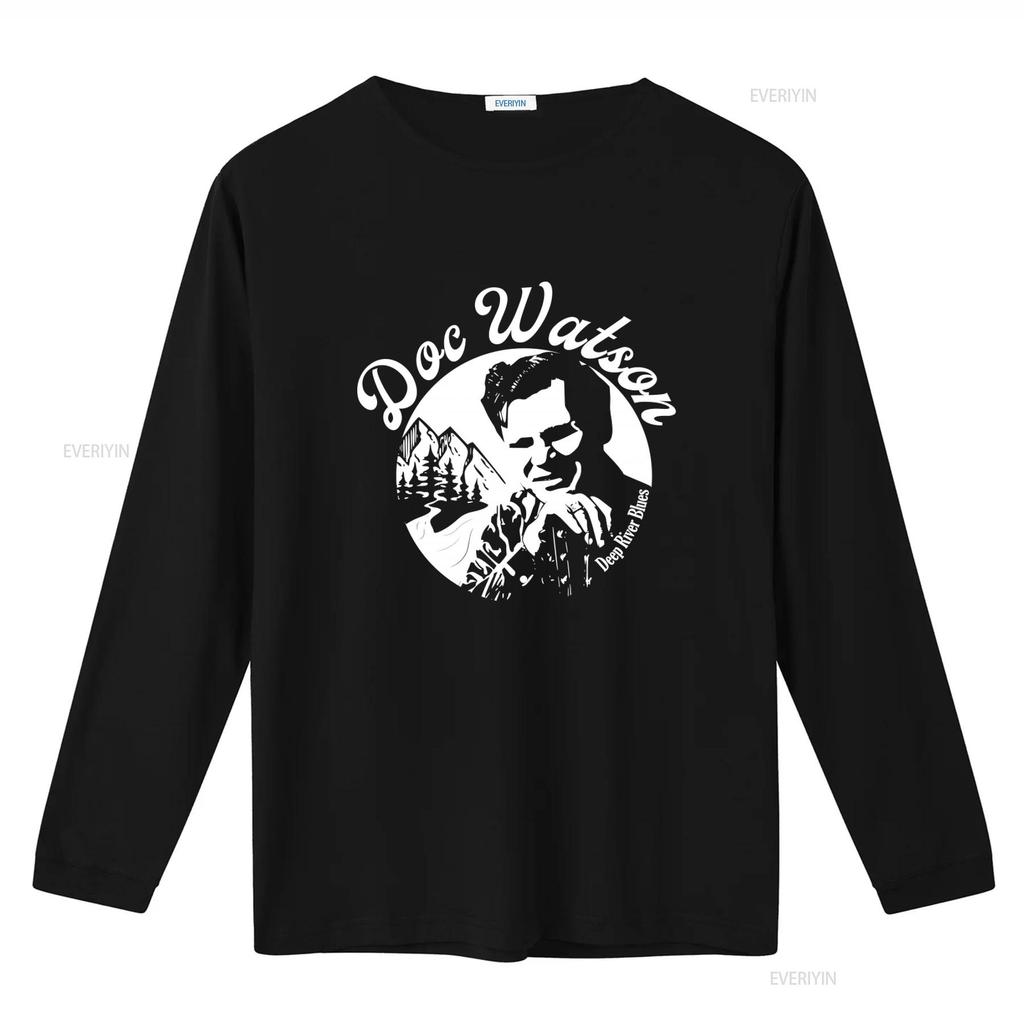 Doc Watson Deep River Blues T Shirt Vintage Style Mountain Landscape Music Tribute vintage Washed Slightly fashion homme