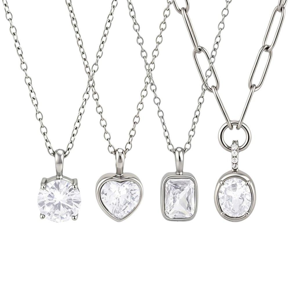 Waterproof Geometric Pendant Necklace PVD Plated Heart Pendant Necklace For Women