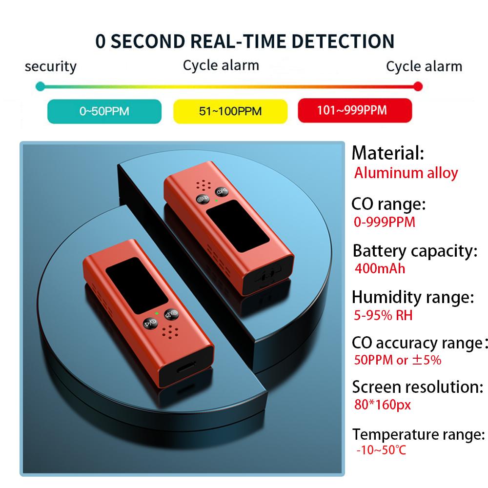 2025 NEW 3-in-1 Portable Carbon Monoxide Detector Mini Accurate Rechargeable Travel CO Temp/Humidity Detector with Loud Alarm