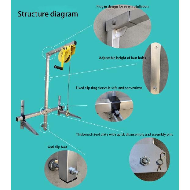 10/25m Air Conditioning Lifting Tool Folding Crane Lifting Bracket Manual Winch Assembly Air Conditioner Lifting Machine