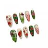 Handmade Press-On Nails Watermelon Cute Style Short Almond Shape Nail Art Women Girls