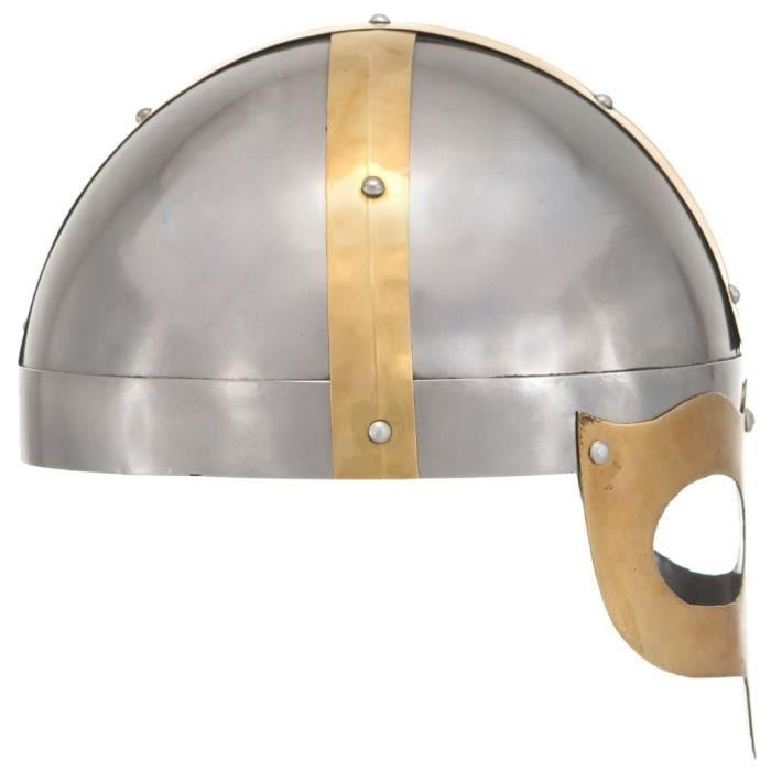 VidaXL Casque de viking de réplique antique pour GN Argenté Acier