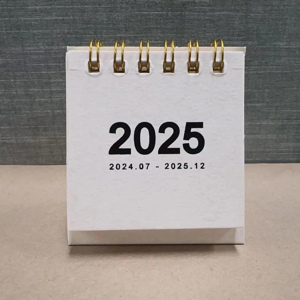 2025-2025 Simple Solid Color Mini Desktop Paper Calendar Dual Daily Scheduler Table Planner Yearly Agenda Organizer
