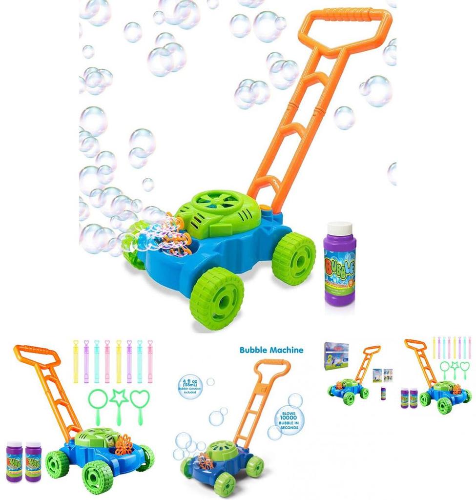 Interactive Bubble Machine For Children Featuring Durable Plastic Construction For Outdoor Play