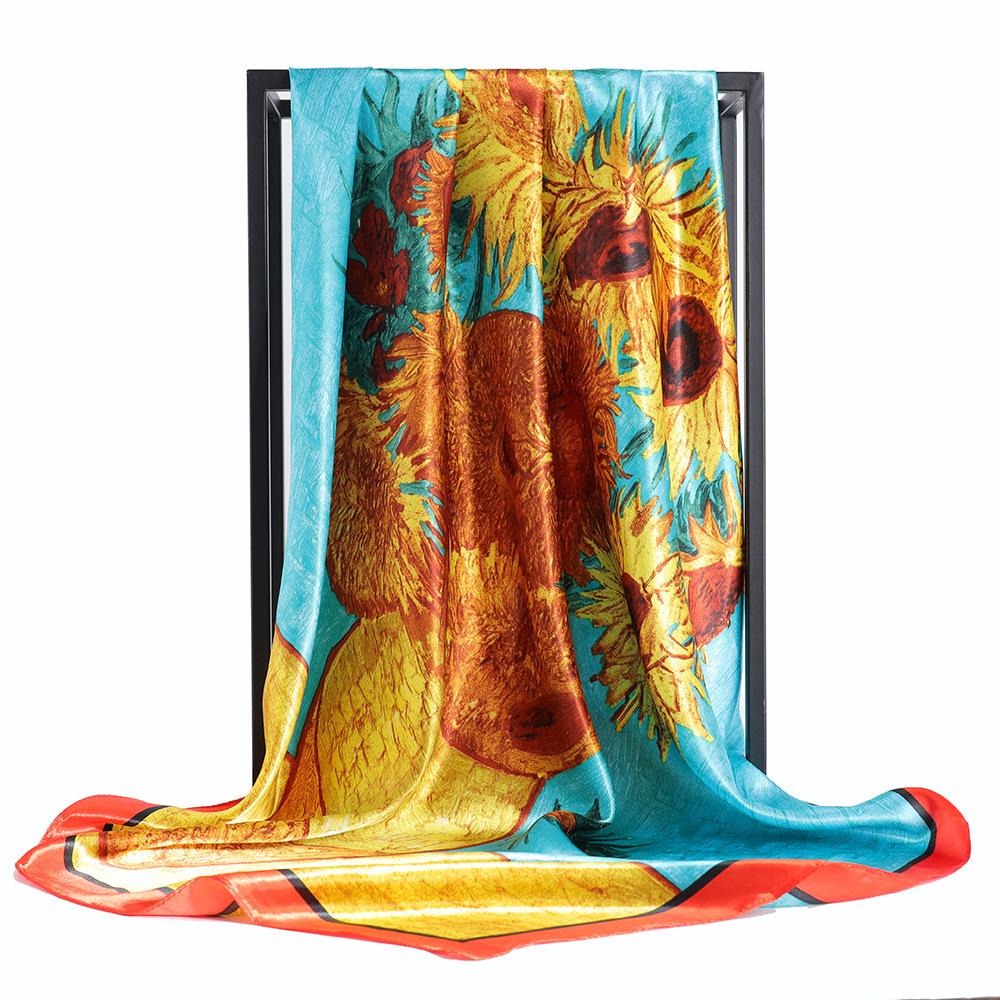 Høykvalitets luksuriøst silkeskjerf pannebånd Skjerf Halsskjerf For kvinner Kjede Silkeskjerf Dekorativt sjal for kvinner