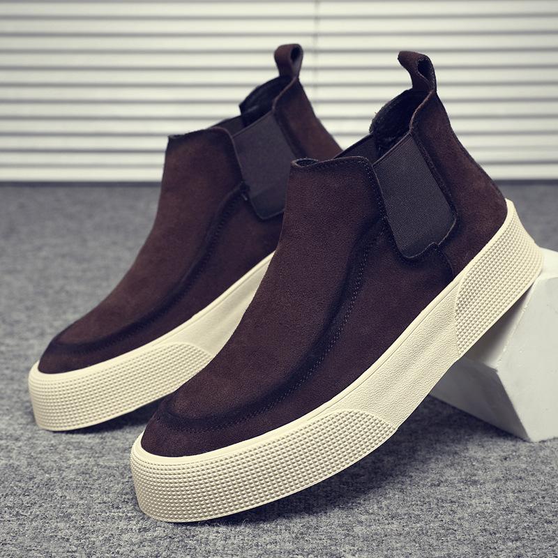 2025 New Cowhide Men's High-top Shoes Breathable and Warm Fashion Anti-velvet Leather Boots Casual Soft-soled Versatile Men's Leather Boots