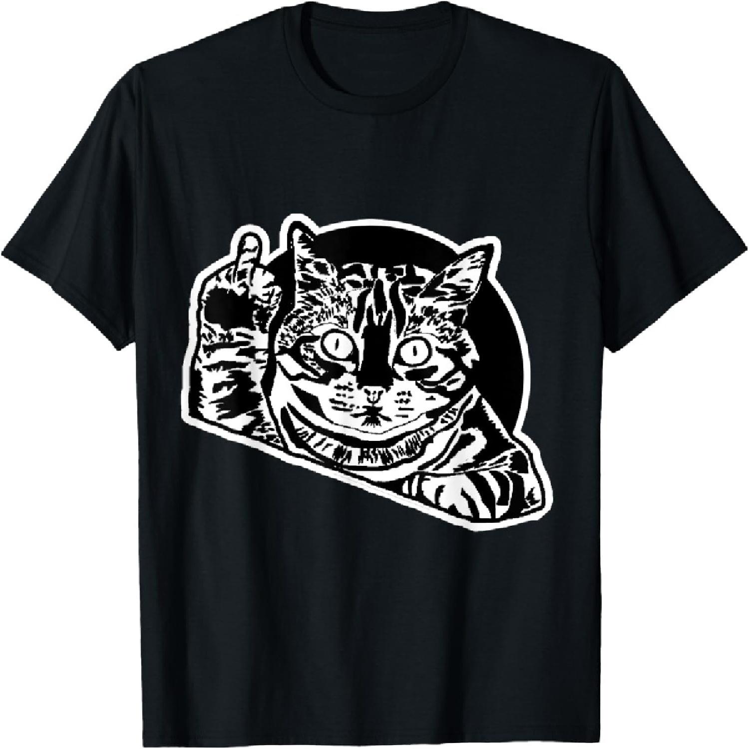 Funny Rude Cat Giving The Middle Finger Men Women T-Shirt S