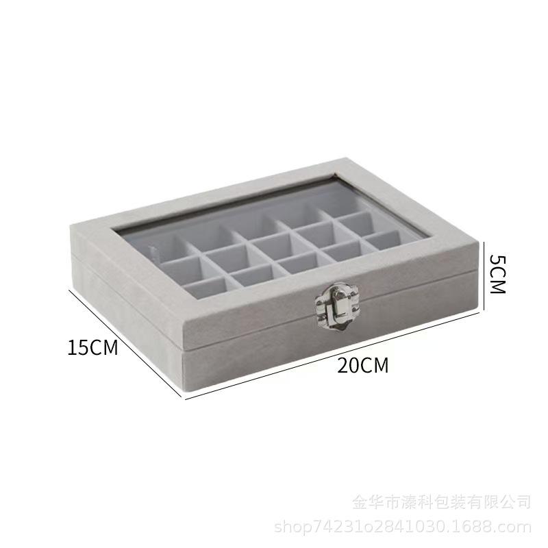 24-Compartment High-End Velvet Jewelry Box for Rings, Necklaces, and Earrings