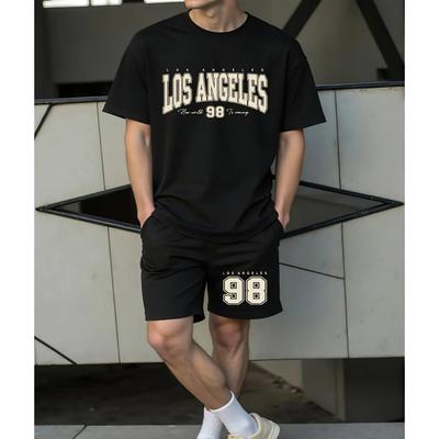 Fashionable Men's Summer Letter Print Comfortable Breathable Round Neck Outdoor Casual Comfortable Loose Short Sleeved Sport Wear