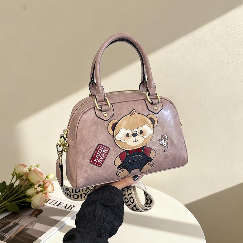 2026 Hello Kitty Bear Crossbody Handbag with Wide Shoulder Strap - Women's Cute Commuting Travel Bag