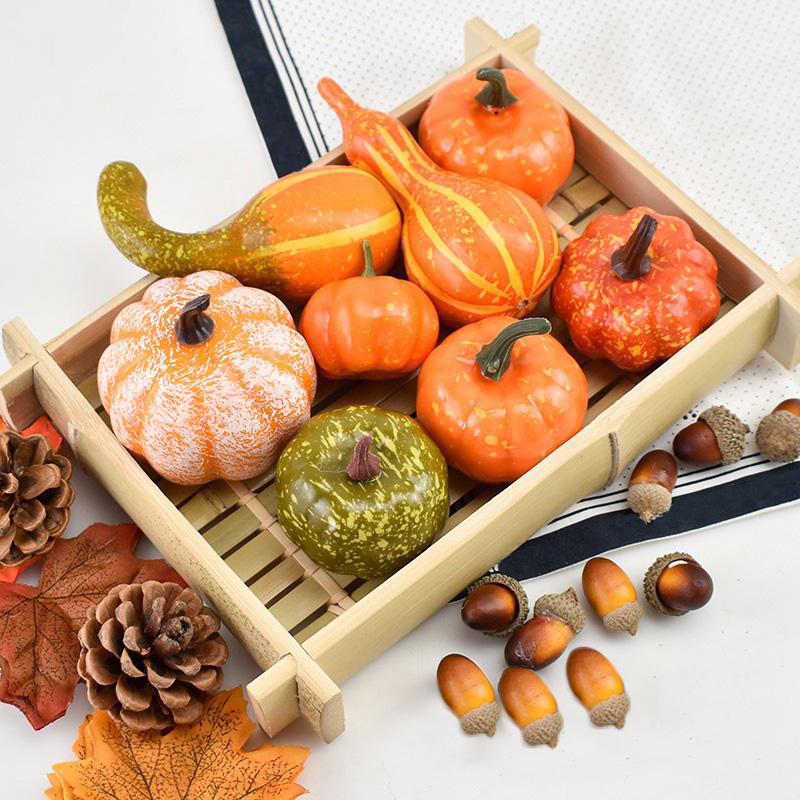 50pcs Halloween Artificial Pumpkin Maple Leaf Decoration Harvest Autumn Fall Tha