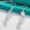 925 Sterling Silver Three Square Zircon Earrings For Women Fashion Wedding Engagement Jewelry