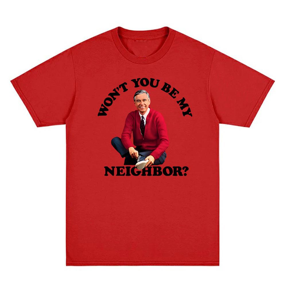 Футболки Мистера Роджерса БУДЕШЬ ЛИ ТЫ МОИМ СОСЕДОМ Футболка Повседневная Хлопковая С Коротким Рукавом Классическая Эстетичная Футболка XXL красный