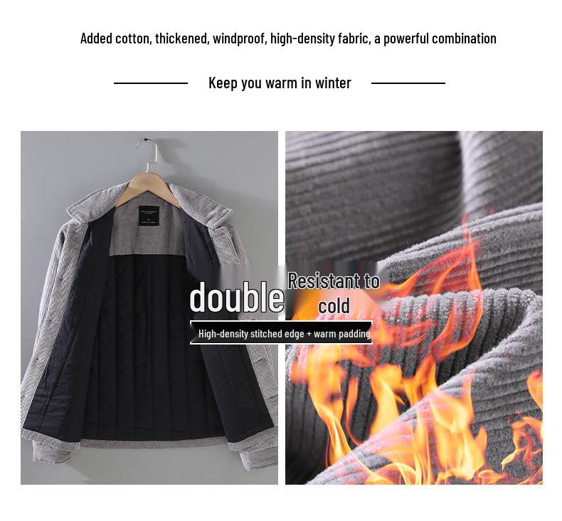 Men's Winter Retro Thickened Corduroy Jacket - Casual Youth Outerwear
