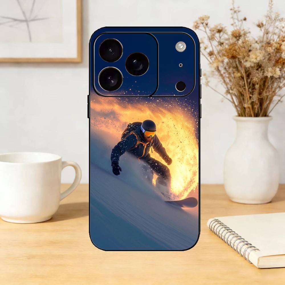 S-Snowboarding Sports Phone Case For iPhone 17,16,15,14,13,12,11 Plus,Pro Max,SE4Soft Silicone Black Cover