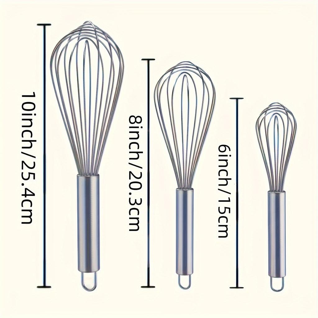 3pcsStainless Steel Egg Stirring Balloon Whisk Manual Egg Beater Mixer Kitchen Baking Utensil Multifunctional Cream Butter Whisk