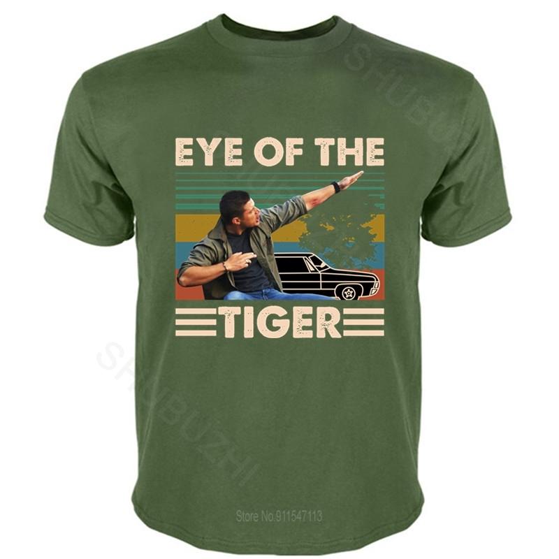 Dean Winchester Supernatural Eye Of The Tiger Vintage Retro Cotton Tshirt Men O-neck Casual TeeShirt Summer Tshirt Drop Shipping