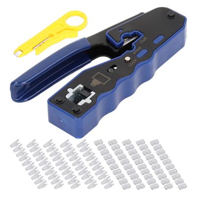 RJ45 Crimping Tool Set Wire Crimper Cable Stripper with 50pcs RJ Connector Kit for Network