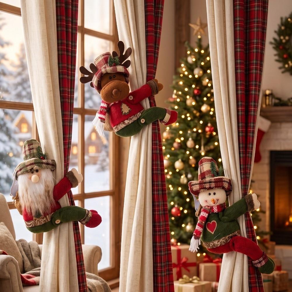 Soft Texture Christmas Curtain Tieback Clamp Style Xmas Curtain Fastener Window Ornament