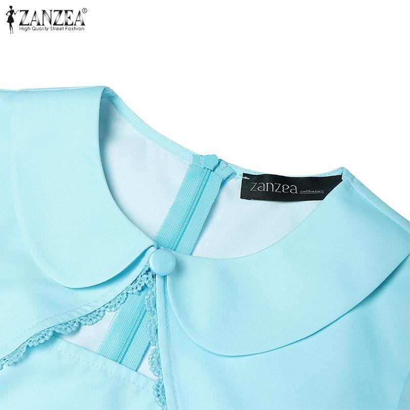 ZANZEA Women Summer Round Neck Casual Short Sleeve Print Dress Holiday