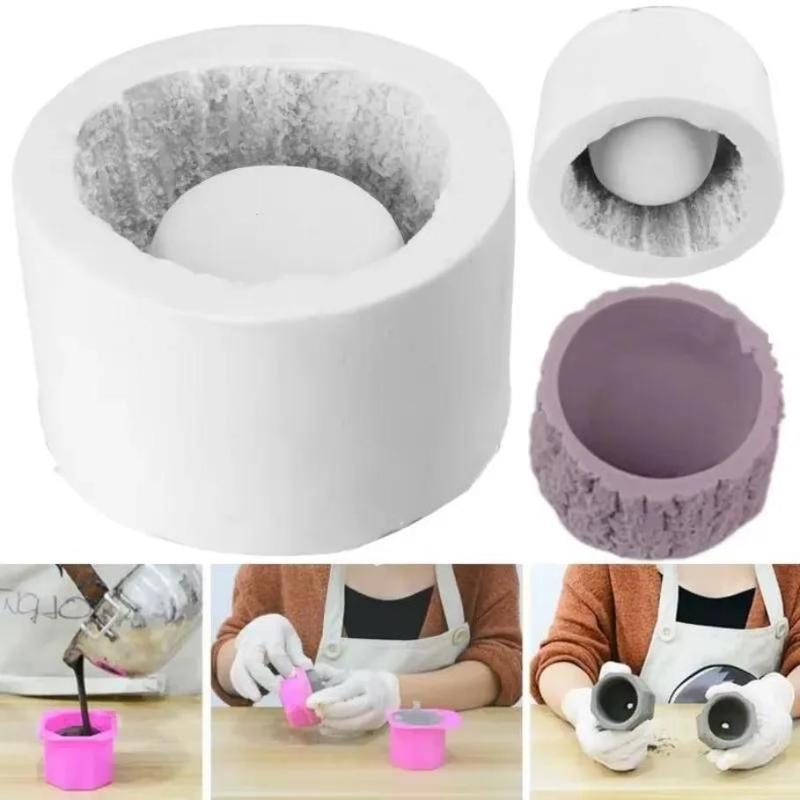 1 st Blomkruksform Bark Planter Silikon Betongform Suckulent Växt Blomkruka Vas Cementform Grossist
