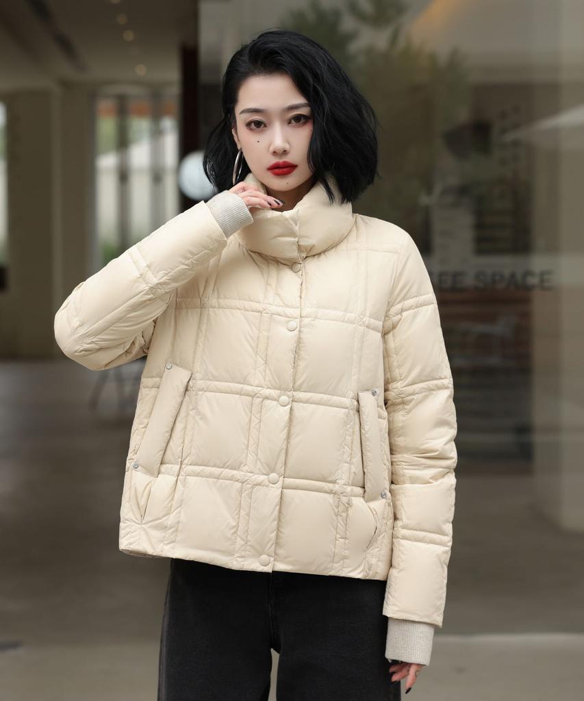 Winter New Products Simple and Loose Stand-up Collar Lightweight Down Jacket Women's Foreign Style Warm Down Jacket