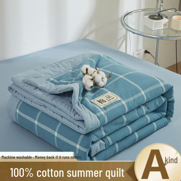 Class A Xinjiang Cotton Summer Quilt - Water-Washed, MUJI Style, Air Conditioning Thin Quilt, Machine Washable, Dormitory-Ready.