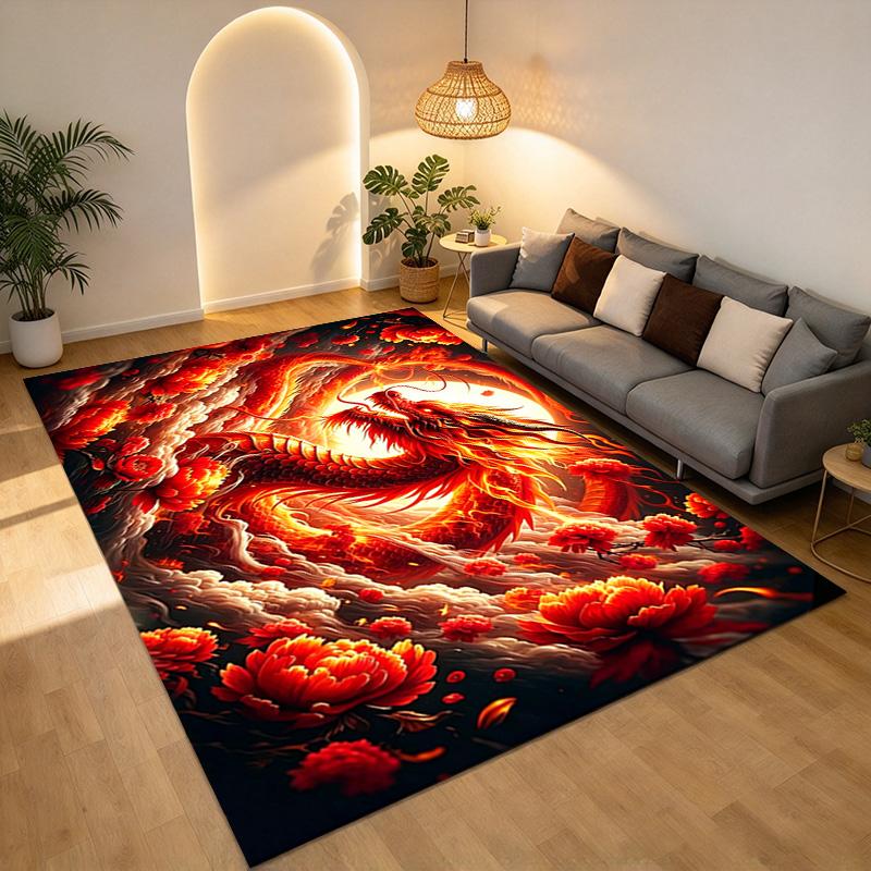 Dragon Fire Living Room Nonslip Area Rug Soft Carpet For Bedroom Game Playroom Sofa Office Home Decor Doormat Christmas Gift C9261307