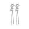 Boucles d'oreilles étoiles scintillantes à franges en argent 925, nouveau design de niche tendance haut de gamme, pour visage rond et boucles d'oreilles fines, boucles d'oreilles.