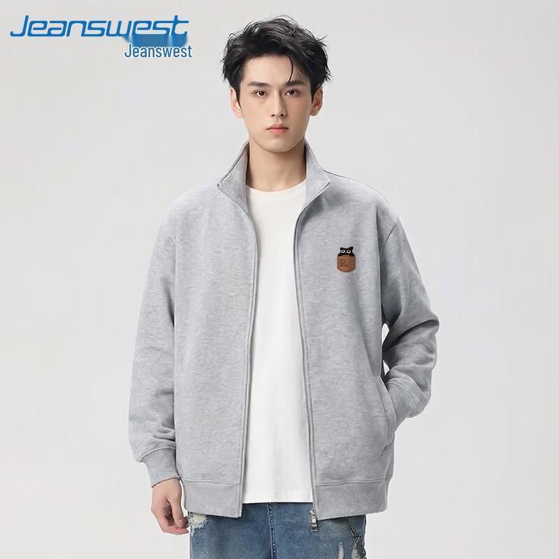 Jeanswest Unisex Cartoon Black Cat Pocket Zipper Jacket XL