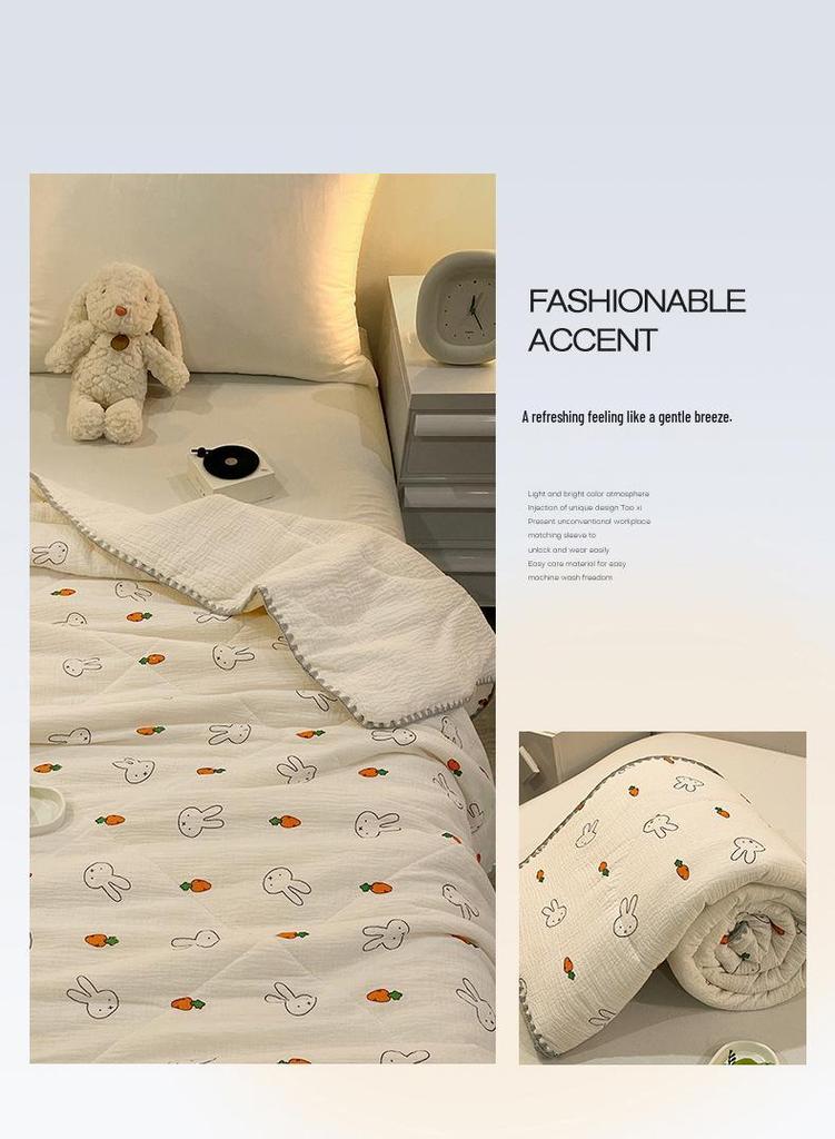 Children's Summer Cooling Quilt - Thin, Double-Layer Gauze, Machine Washable Blanket