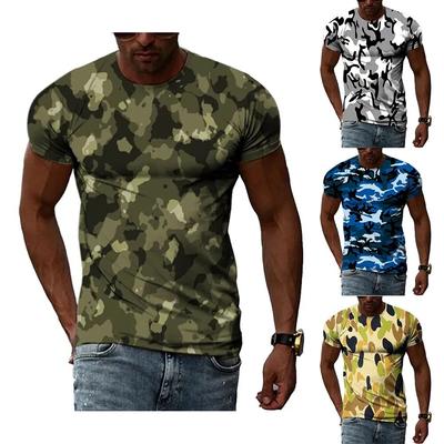 Moda nowe ubrania kamuflażowe rozrywka męskie t-shirty Casual 3D Print Hip Hop Harajuku osobowość wokół szyi topy z krótkim rękawem