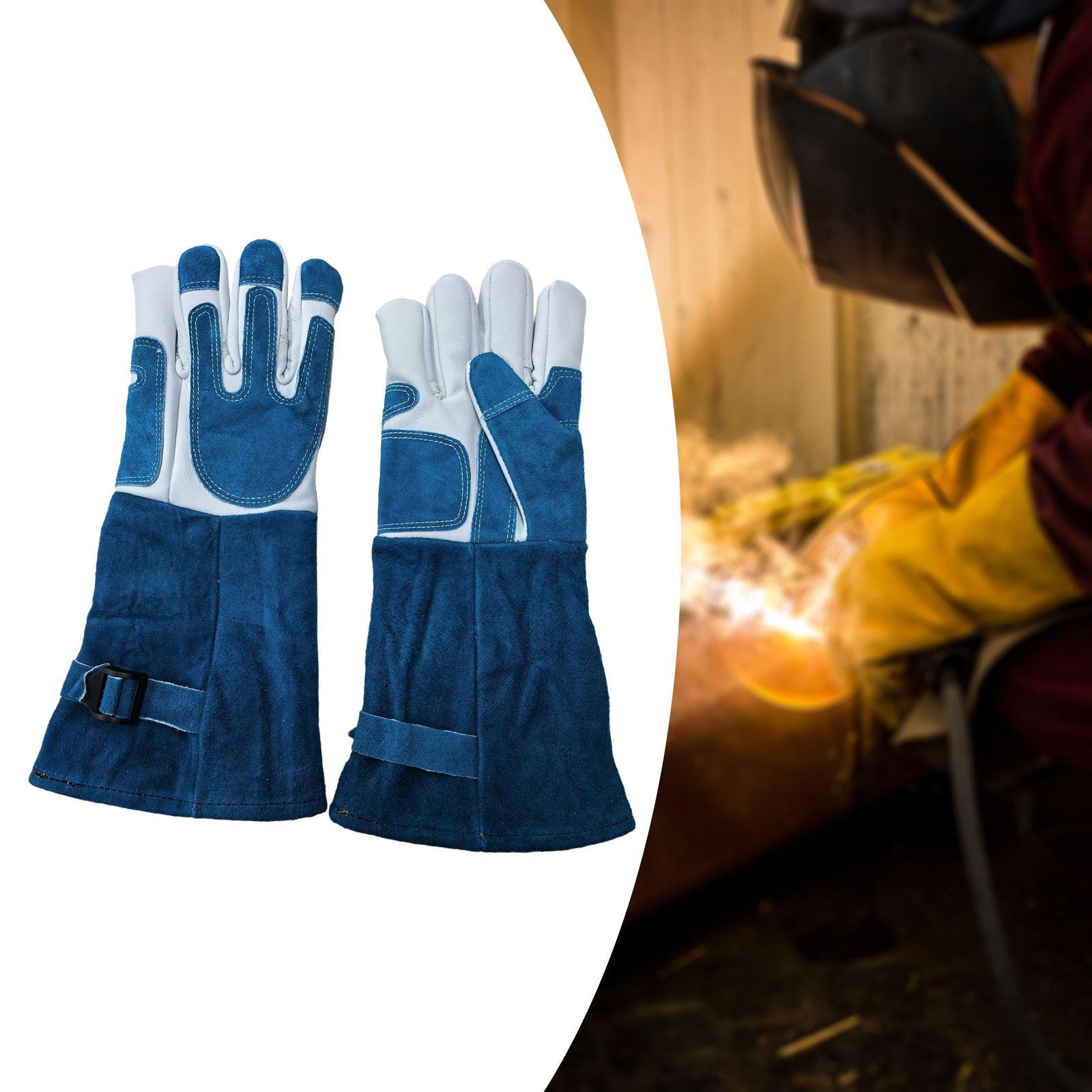 

Перчатки для работы с животными Защита от укусов Утолщенные Многофункциональные Усиленная подкладка Двойная кожа для 38.5cm blue white