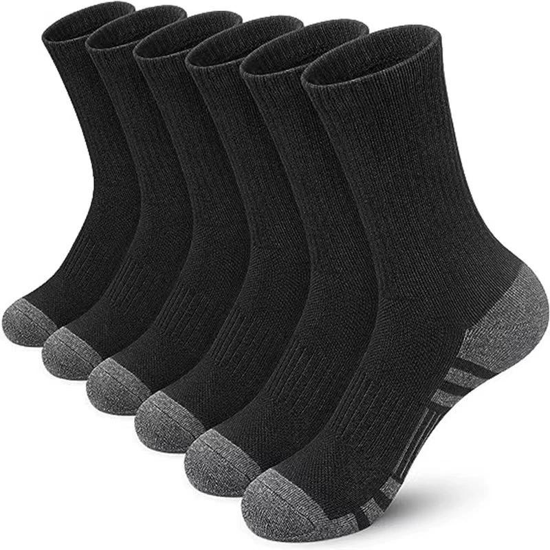 6 Pairs Mens Athletic Crew Socks Cushion Running Work Breathable Outdoor Socks for Men,Sock Size:10-13