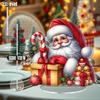 2D Flat Classic Santa Claus Acrylic Christmas Desktop Decoration, Santa, Presents & Candy Canes, Suitable for Wall Decoration, Porch, Room, Villa, Acc