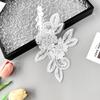 White Handmade Beaded Sequins Three-Dimensional Flower Applique Clothing Dress Wedding Decoration Cloth Sticker Accessories