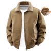 Men's Winter Air Force Pilot Jacket with Lambswool Fur Collar and Thickened Velvet Cotton, Loose Fit