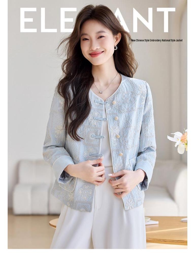 Damen Retro Stickmantel - Frühling/Herbst 2025 Mode für einen jugendlichen Look