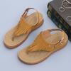 Large Size Tassel Leakage Toe Women's Sandals with Metal Needle Buckle Soft Sole Clip Toe Wedge  Zapatos De Mujer